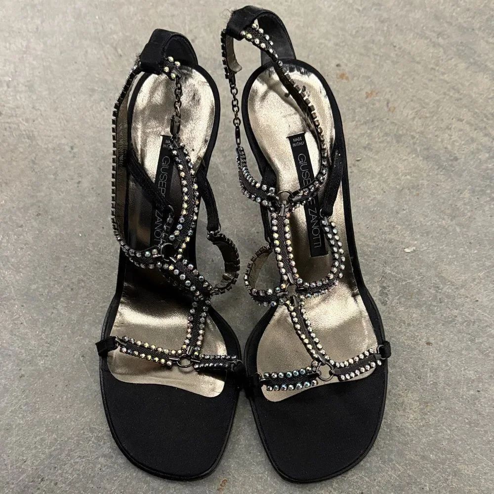 Giuseppe Zanotti Black Crystal Embellished Heels